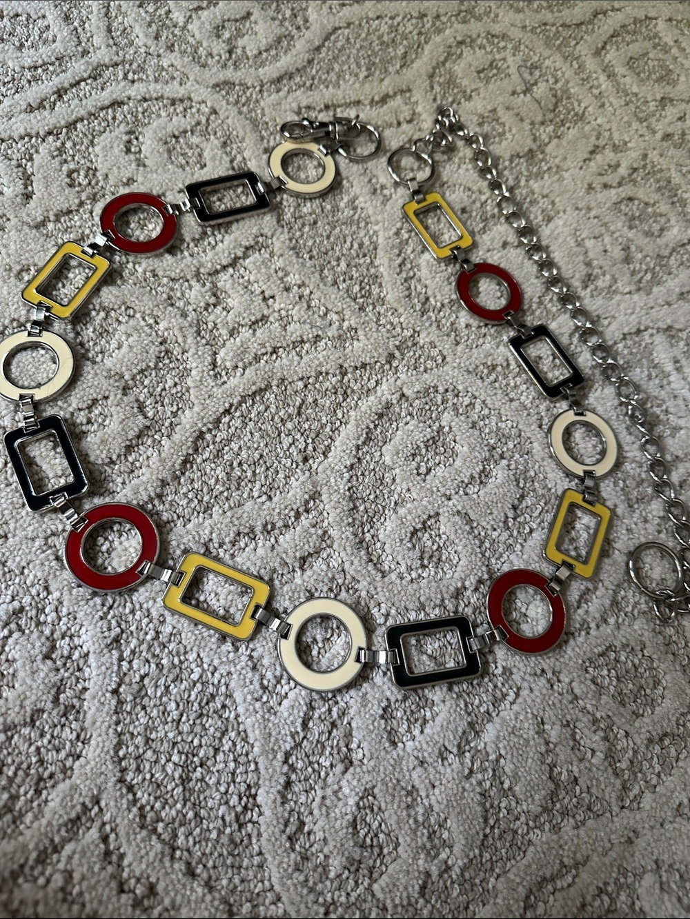 Colorblock Link Belt in Red, Yellow, Black & White